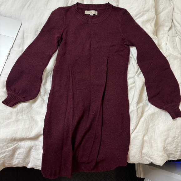LOFT - Dark Purple Sweater Dress, Size XXSP - Picture 1 of 1